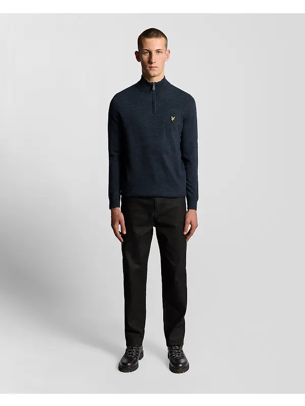 Lyle & Scott Men's Lambswool Blend Quarter Zip Jumper - Dark Navy Marl Image 3