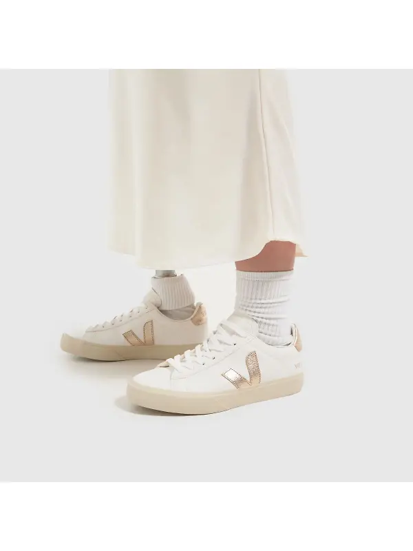 VEJA Women's Campo Leather Sneaker - White Platine Image 6