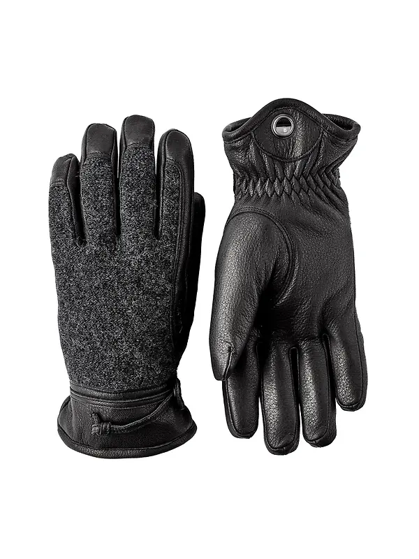 Hestra Men's Daniel Leather Gloves - Charcoal/Black Image 1