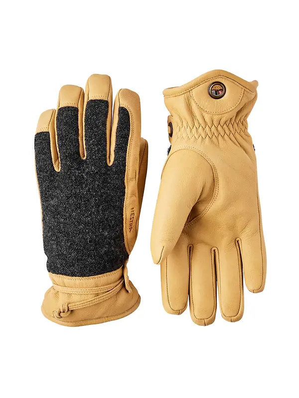 Hestra Men's Daniel Leather Gloves - Charcoal/Tan Image 1