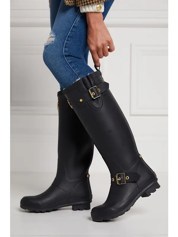Holland Cooper Women's Sherpa Lined Regency Wellingtons - Matte Black Image 7