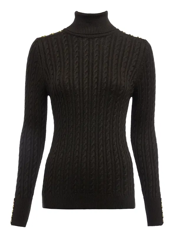 Holland Cooper Women's Seattle Roll Neck Cable Knit - Fern Green Image 1