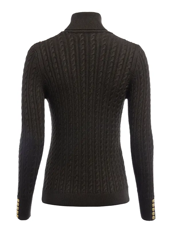 Holland Cooper Women's Seattle Roll Neck Cable Knit - Fern Green Image 7