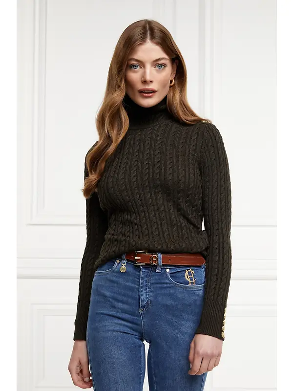 Holland Cooper Women's Seattle Roll Neck Cable Knit - Fern Green Image 6