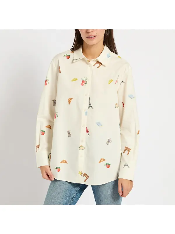 Joules Women's Amilla Paris Print Shirt - White Image 2