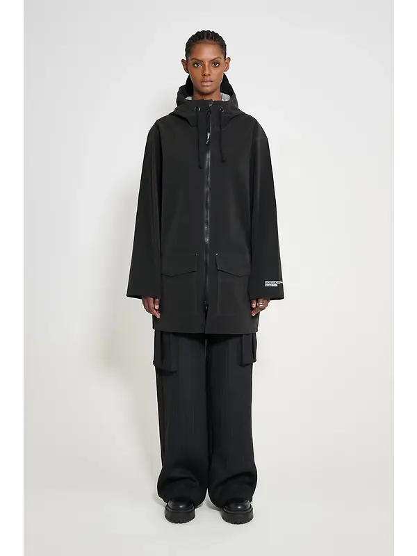 Stutterheim Stockholm Lightweight Patch Raincoat - Matte Black Image 8