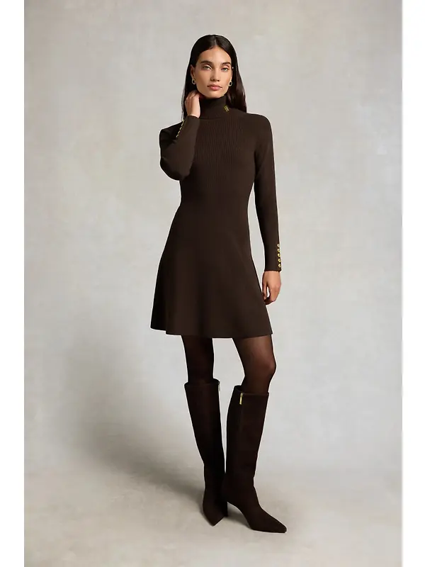 Holland Cooper Women's Aspen Knitted Dress - Olive Brown Image 2