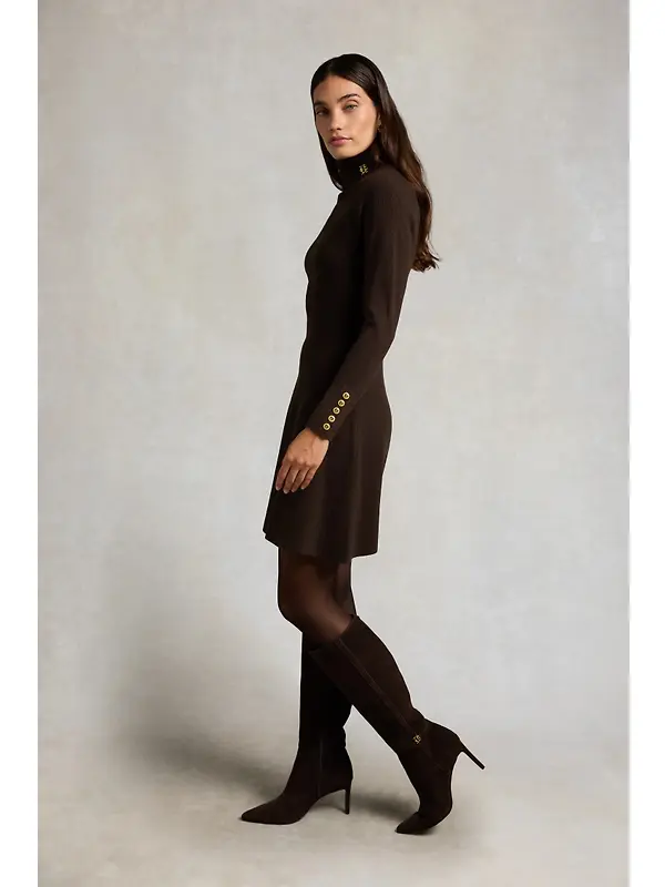 Holland Cooper Women's Aspen Knitted Dress - Olive Brown Image 3