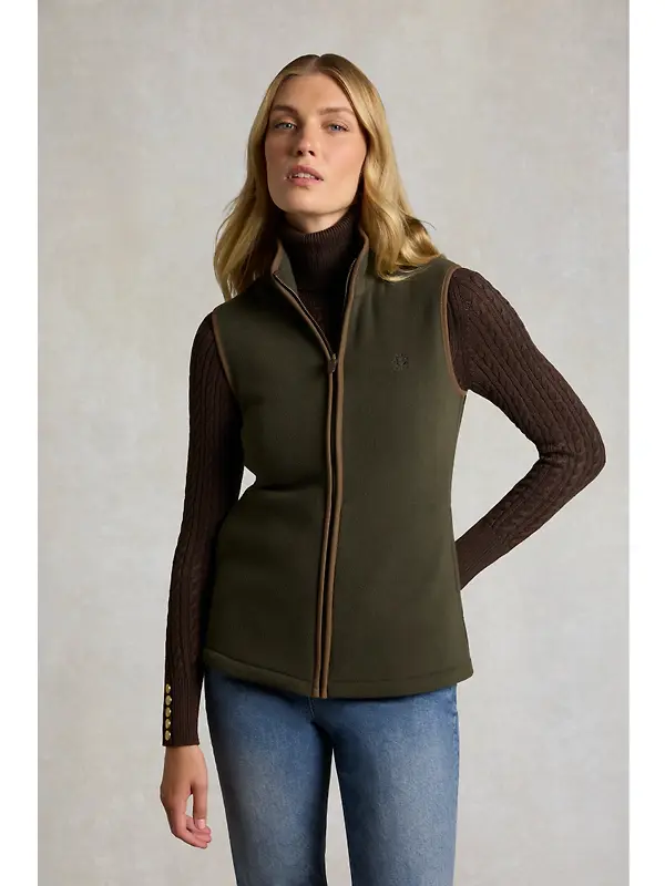 Holland Cooper Women's Country Fleece Gilet - Khaki Canvas Image 2