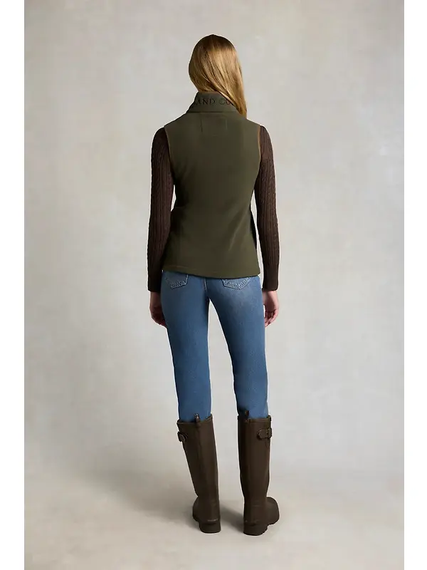 Holland Cooper Women's Country Fleece Gilet - Khaki Canvas Image 5