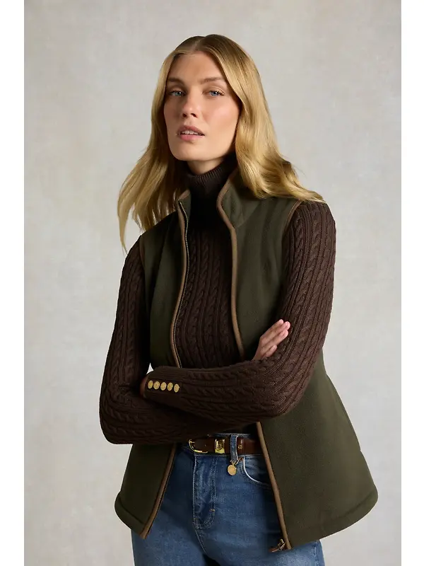 Holland Cooper Women's Country Fleece Gilet - Khaki Canvas Image 3