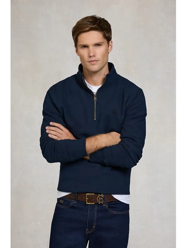 Holland Cooper Men's Quarter Zip Sweat - Ink Navy Image 3