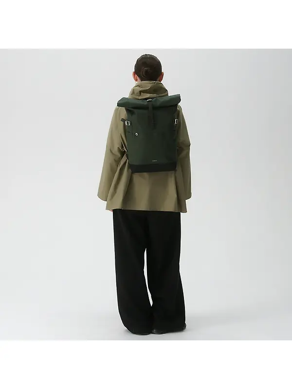 Sandqvist Icon Rolltop Backpack M 23L 14" - Dawn Green/Dark Brown Image 11