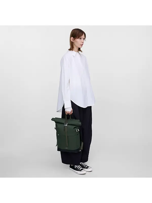 Sandqvist Icon Rolltop Backpack M 23L 14" - Dawn Green/Dark Brown Image 7