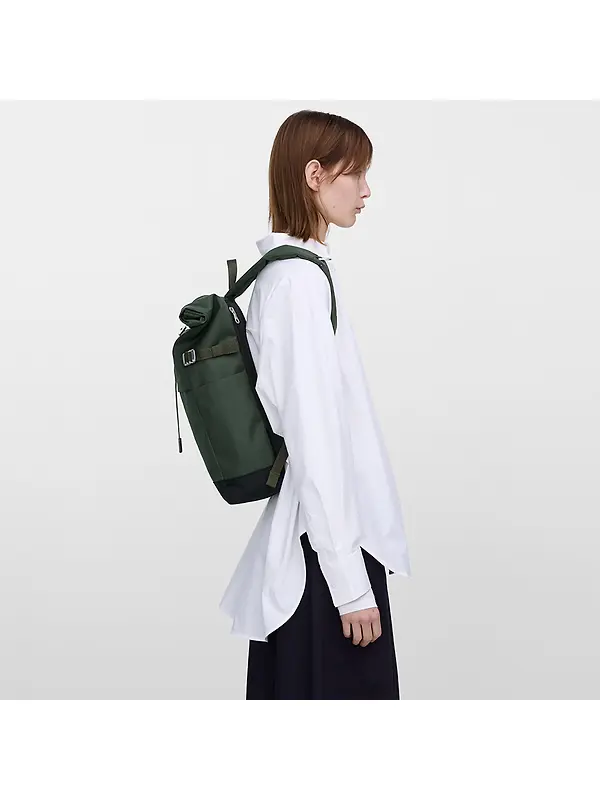 Sandqvist Icon Rolltop Backpack M 23L 14" - Dawn Green/Dark Brown Image 2
