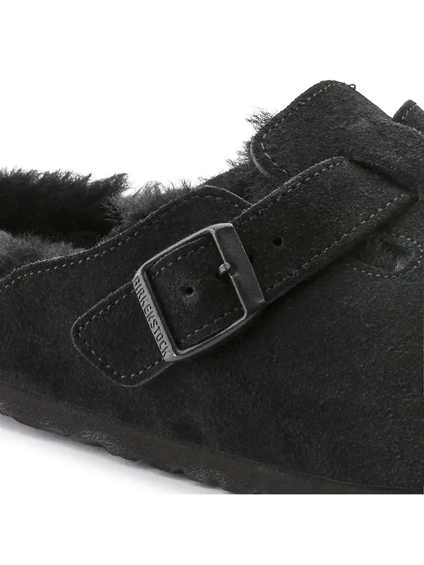 Birkenstock Boston Shearling Suede Leather Regular Clogs - Black Image 5