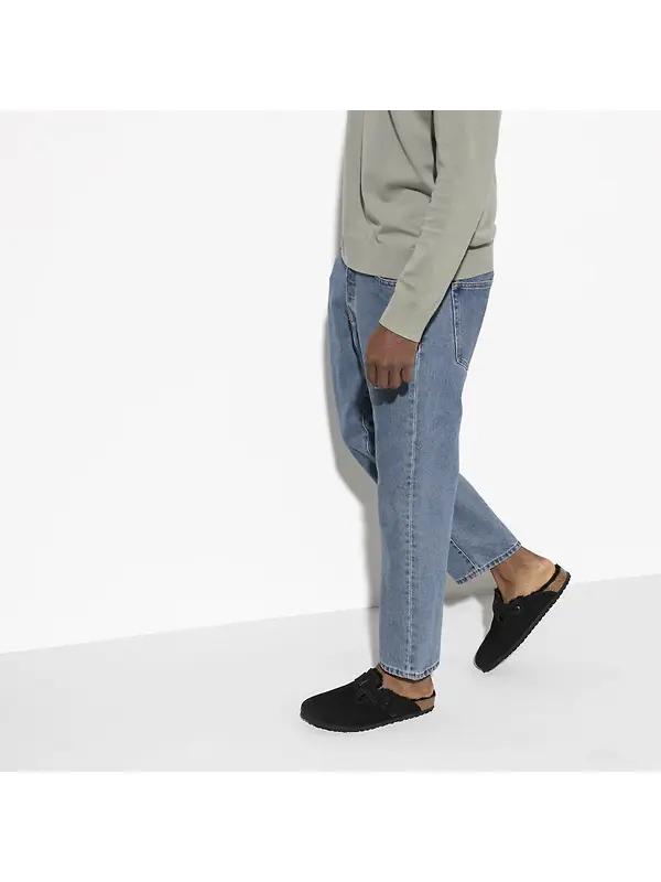 Birkenstock Boston Shearling Suede Leather Regular Clogs - Black Image 7
