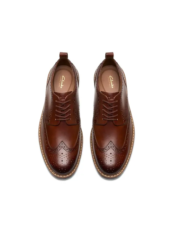 Clarks Men's Aldwin Limit Brogues - Mid Tan Leather Image 5