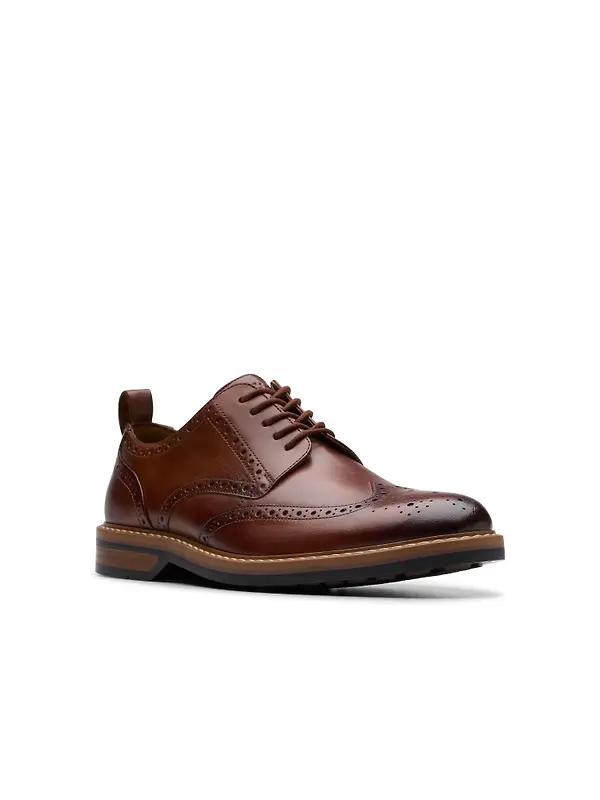 Clarks Men's Aldwin Limit Brogues - Mid Tan Leather Image 3