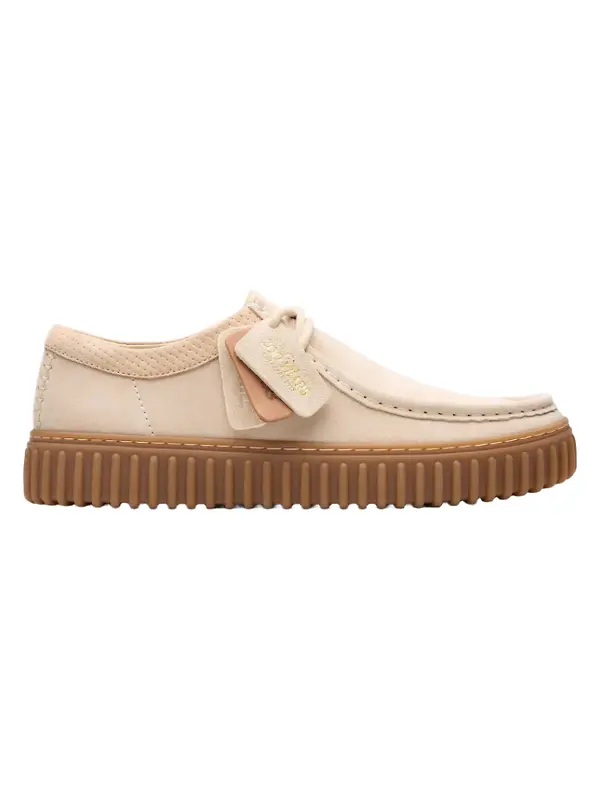 Clarks Torhill Lo Suede Shoe - Ecru Suede Image 1