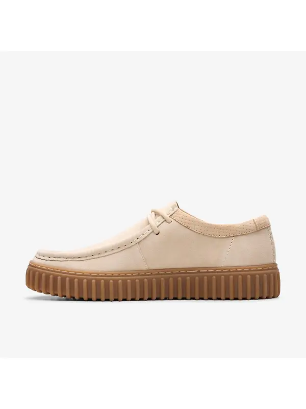 Clarks Torhill Lo Suede Shoe - Ecru Suede Image 2