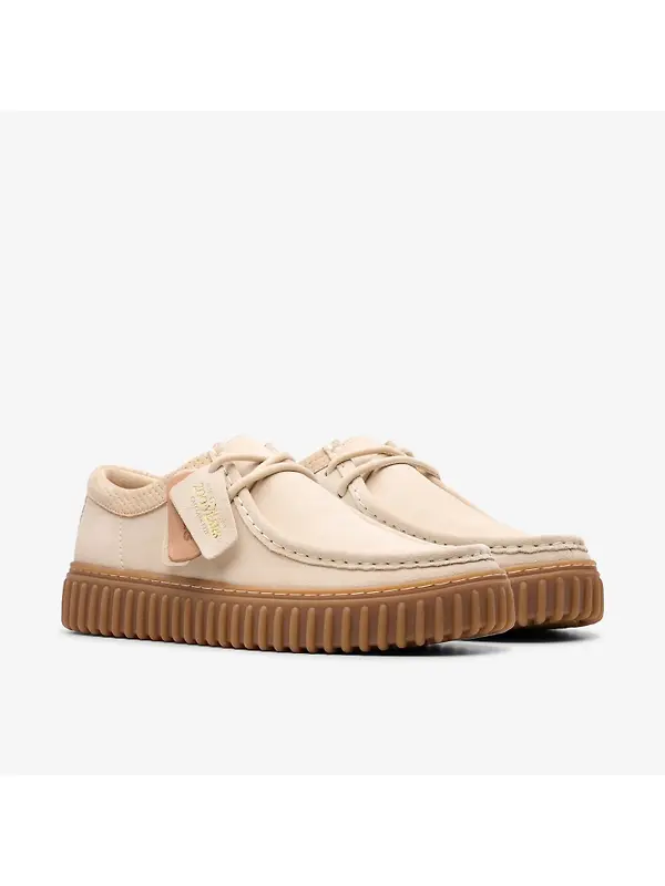 Clarks Torhill Lo Suede Shoe - Ecru Suede Image 4