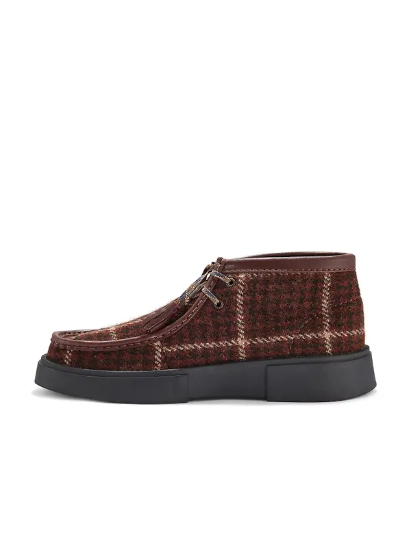 Clarks Men's Torview Hi Ankle Boots - Harris Tweed Burgundy Combi Image 2