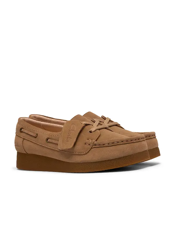Clarks Women's Wallabee Evo Sea Shoes - Dark Sand Suede Image 4