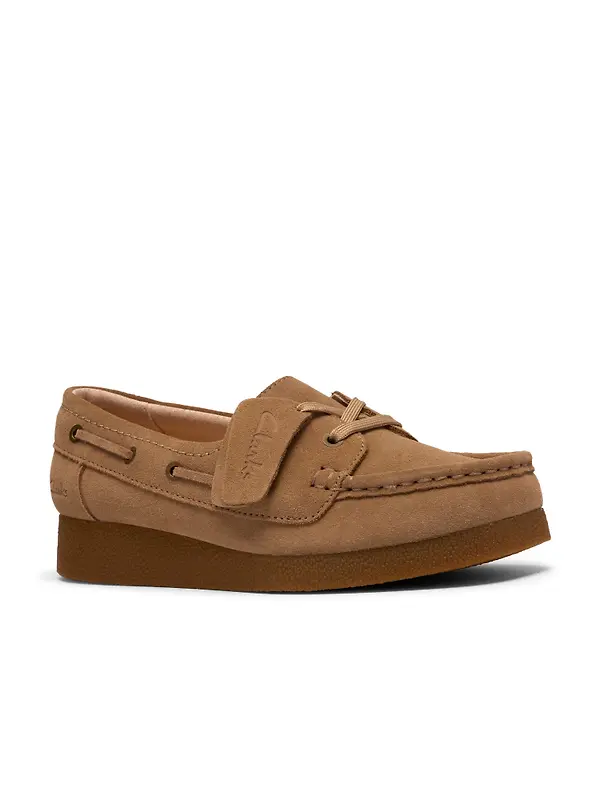 Clarks Women's Wallabee Evo Sea Shoes - Dark Sand Suede Image 7