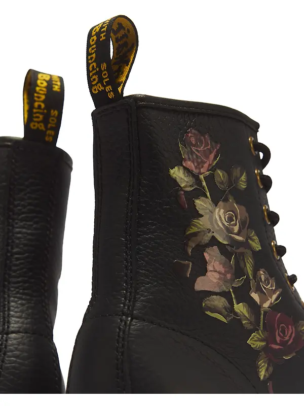 Dr. Martens Women's 1460 Decayed Roses Classic Tumbled Nappa 8 Eye Boots - Black Image 2