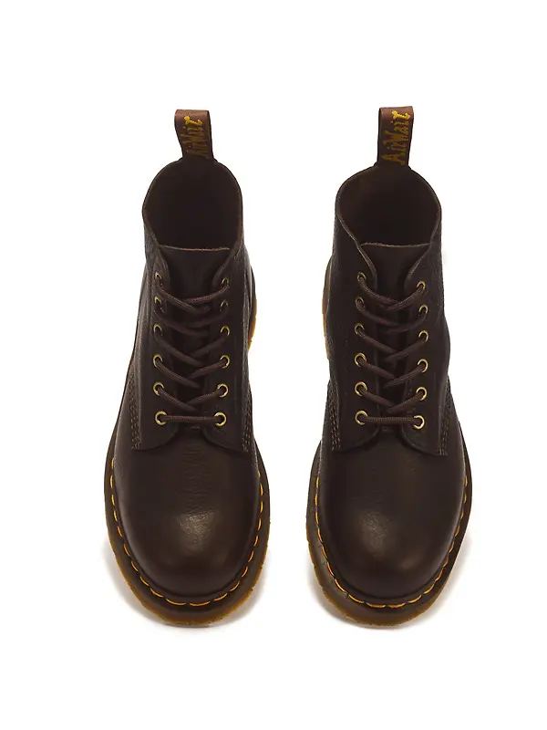 Dr Martens 101 UB 6 Eye Ambassador Leather Lace Up Boots - Dark Brown Image 4
