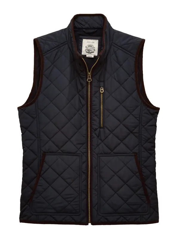Joules Men's Maynard Diamond Quilted Gilet - Navy Image 1