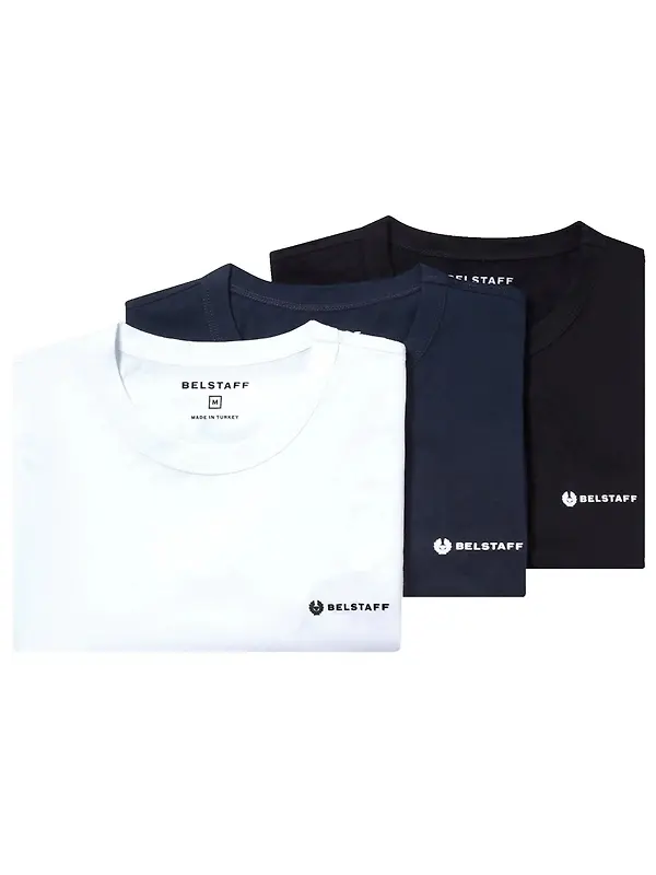 Belstaff Men's 3 Pack Cotton Jersey T-Shirts - Black / Dark Ink / White Image 1