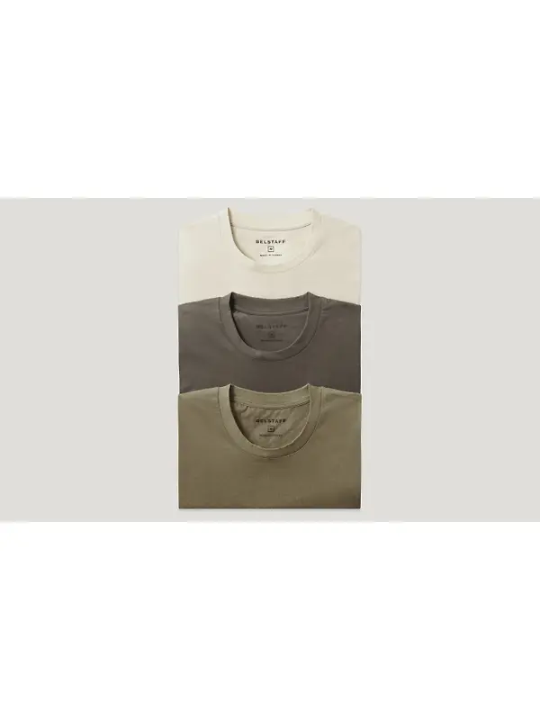 Belstaff Men's 3 Pack Cotton Jersey T-Shirt - Olive / Khaki Green / Pale Stone Image 6