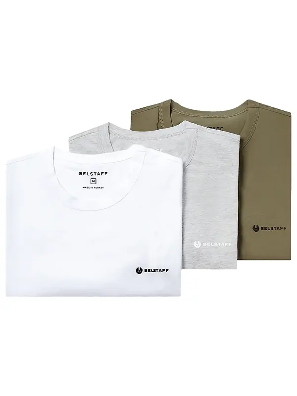 Belstaff Men's 3 Pack T-Shirt - White/Fatigue Green/Old Silver Heather Image 1