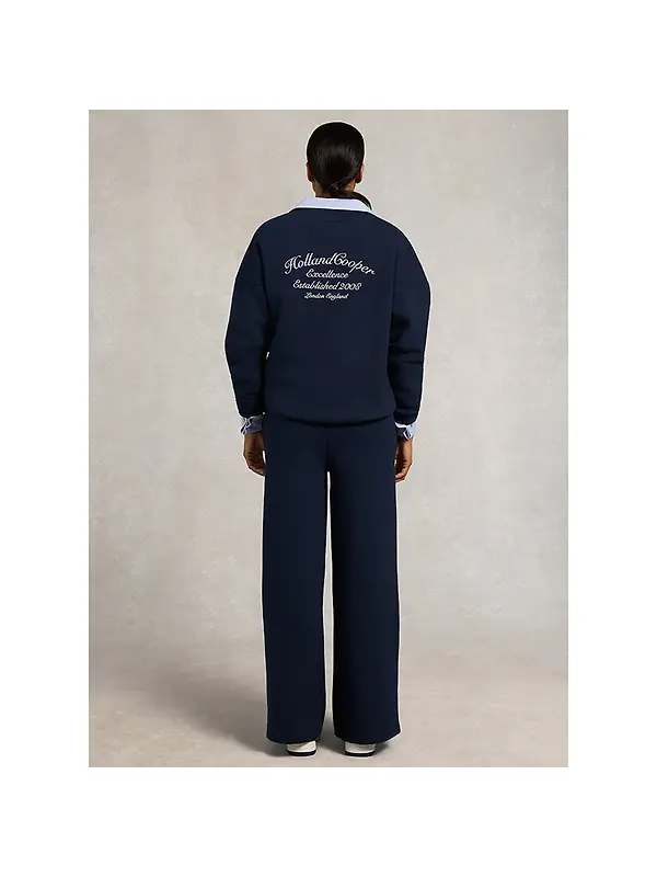 Holland Cooper Women's Relaxed Fit V-Neck Sweat - Ink Navy Ecru Image 5