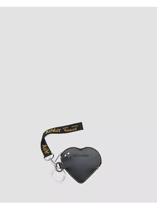 Dr. Martens Leather Heart Shaped Keyring Purse - Black Image 10