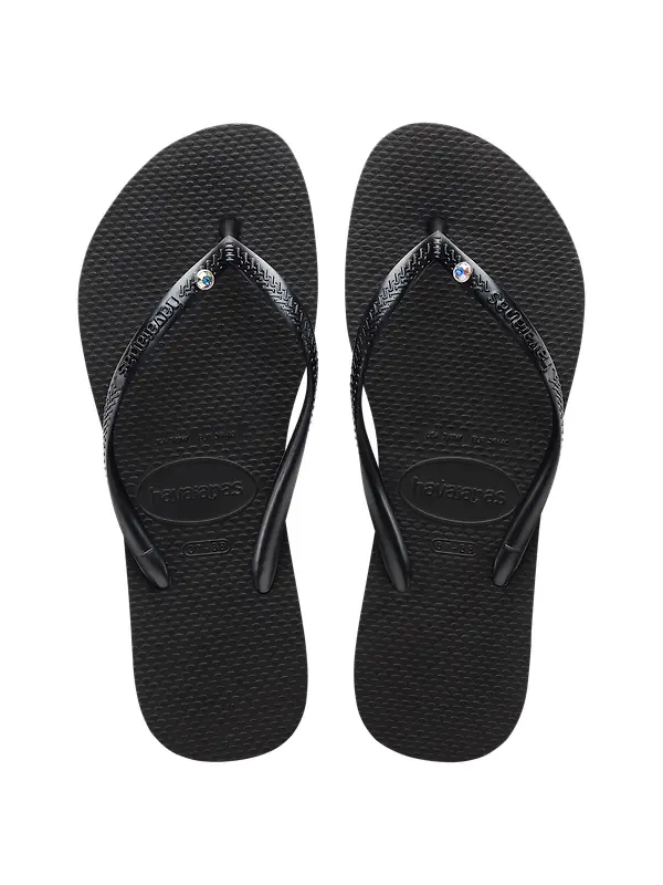 Havaianas Women's Slim Crystal SW II Flip Flops - Black Image 1