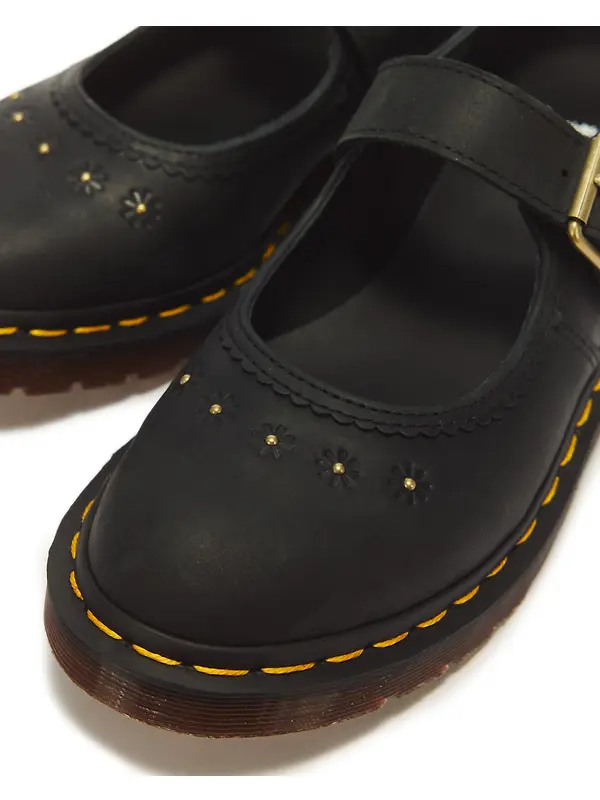 Dr Martens Women's Mary Jane Flower Crazy Horse Shoes - Black Image 2