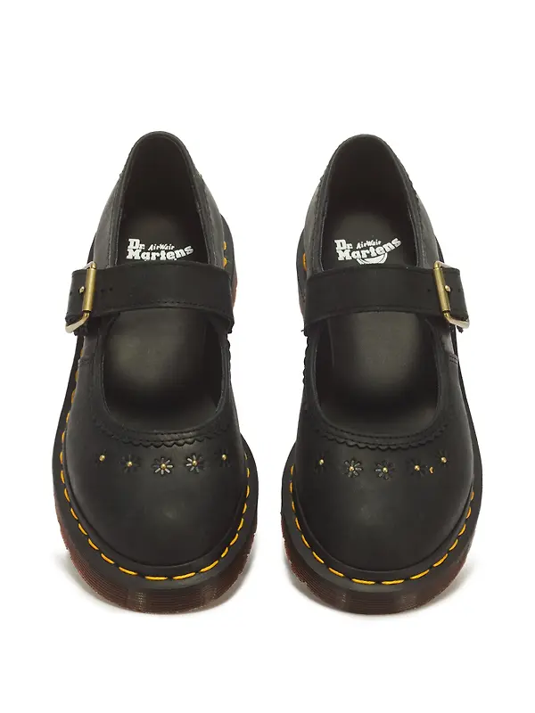 Dr Martens Women's Mary Jane Flower Crazy Horse Shoes - Black Image 3