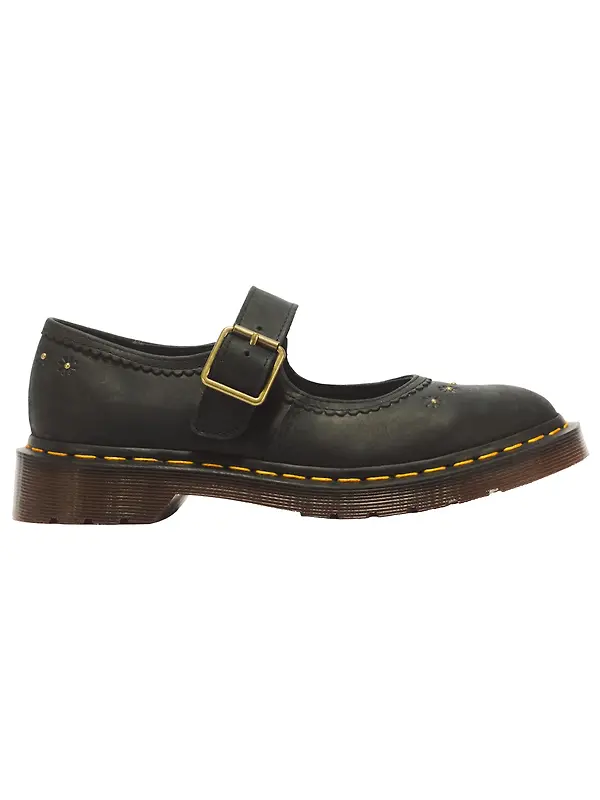 Dr Martens Women's Mary Jane Flower Crazy Horse Shoes - Black Image 1