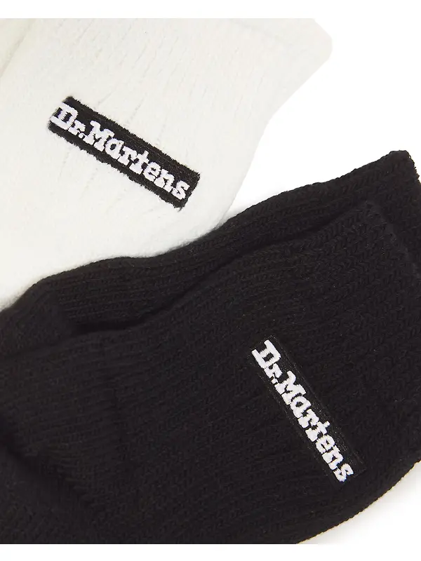 Dr Martens 2 Pack Organic Cotton Blend Plain Socks - Black/White Image 3