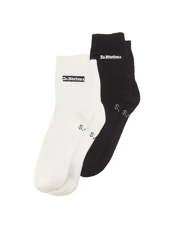 Dr Martens 2 Pack Organic Cotton Blend Plain Socks - Black/White Image 1