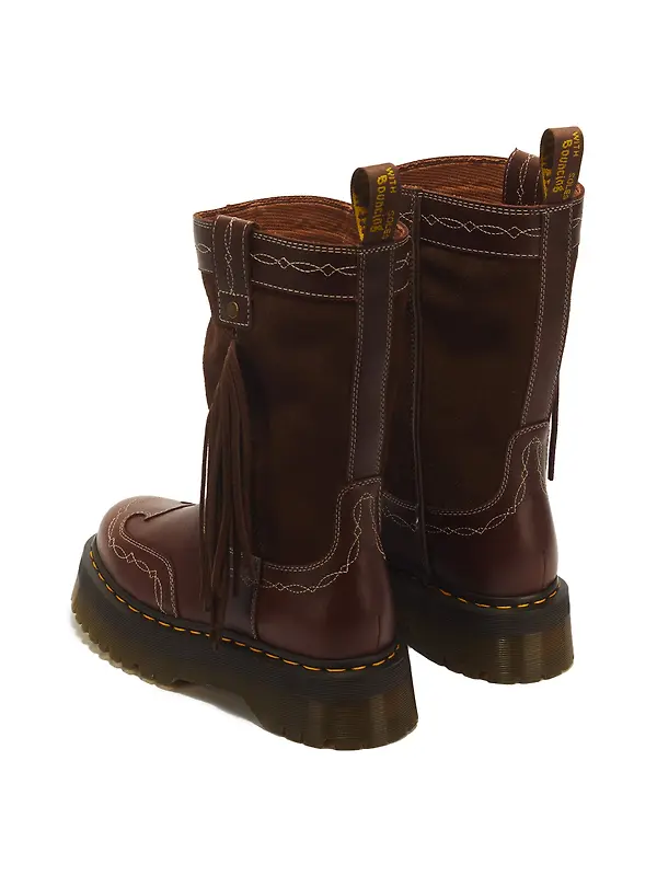 Dr. Martens Unisex Quad Rodeo Bronx Suede Fringe Mid Pull On Boots - Dark Brown Image 4