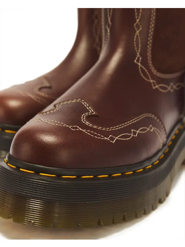 Dr. Martens Unisex Quad Rodeo Bronx Suede Fringe Mid Pull On Boots - Dark Brown Image 6