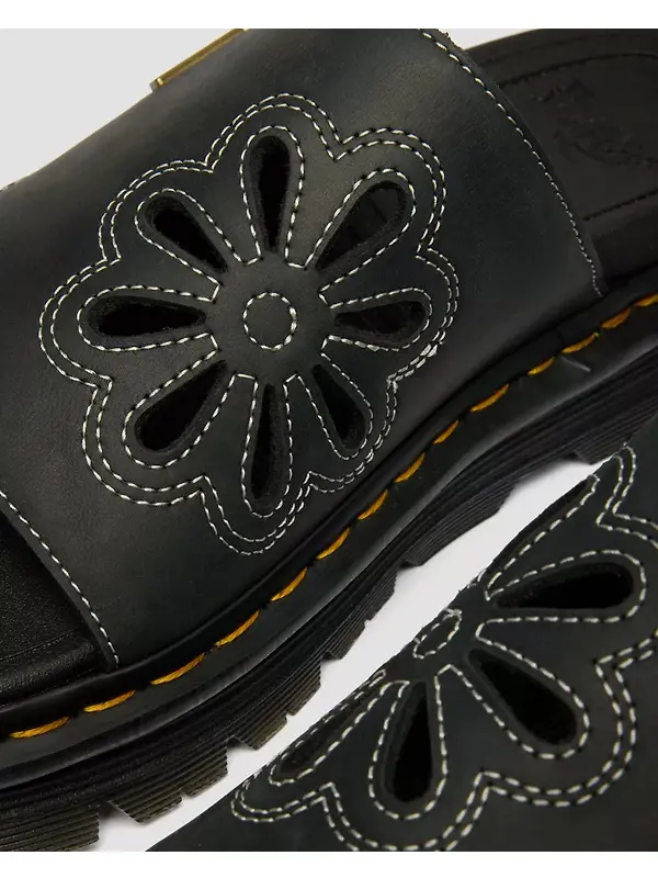 Dr. Martens Zebzag Wyoming Leather Slides - Black Image 3