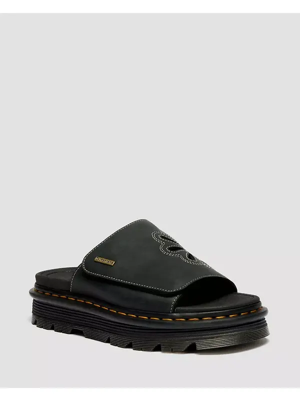 Dr. Martens Zebzag Wyoming Leather Slides - Black Image 9