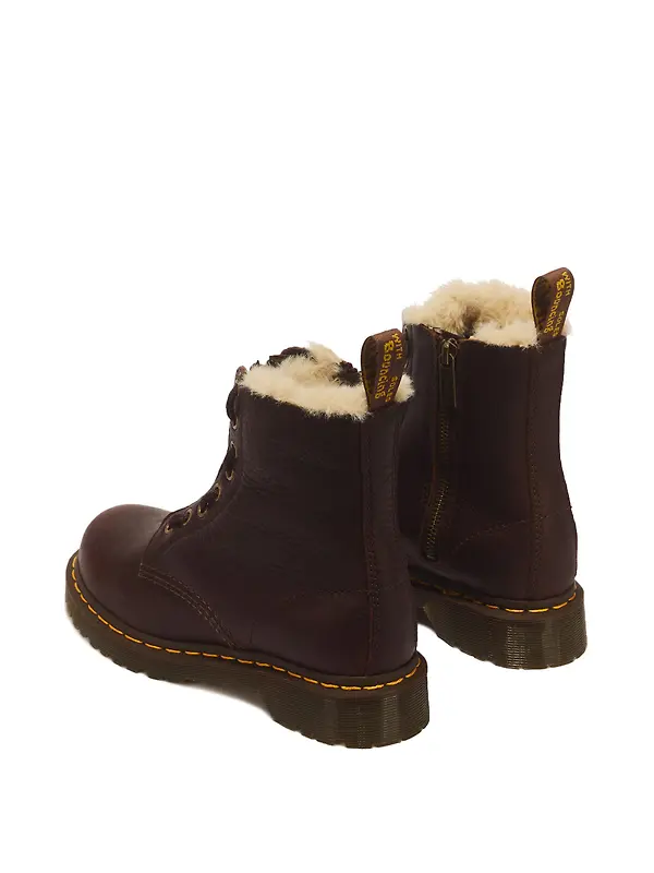 Dr. Martens Women's 1460 Serena Zip 8 Eye Grizzly Leather Boots - Dark Brown Image 6