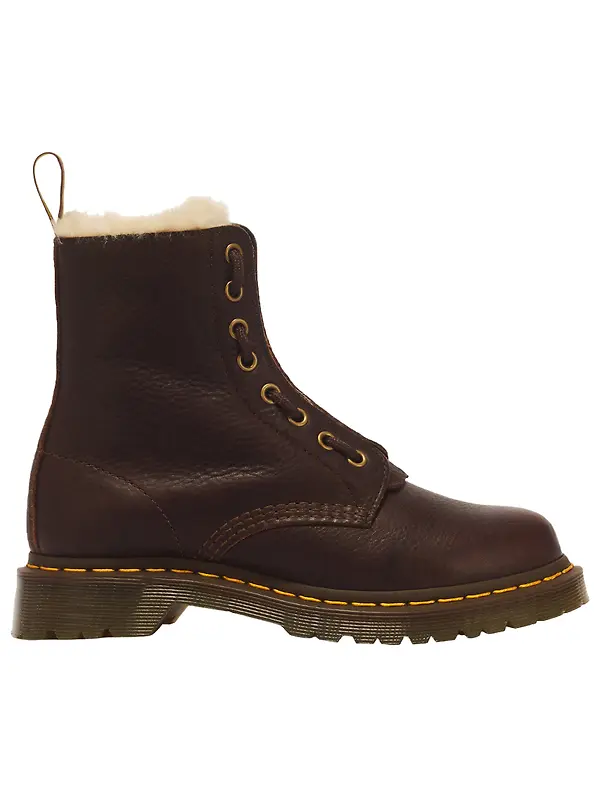 Dr. Martens Women's 1460 Serena Zip 8 Eye Grizzly Leather Boots - Dark Brown Image 1