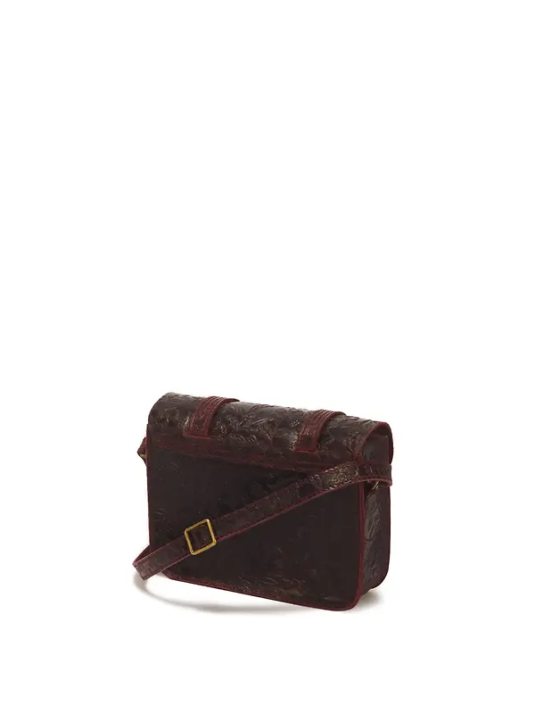 Dr. Martens 7" Floral Emboss Crazy Horse Leather Satchel - Cherry Red Image 7